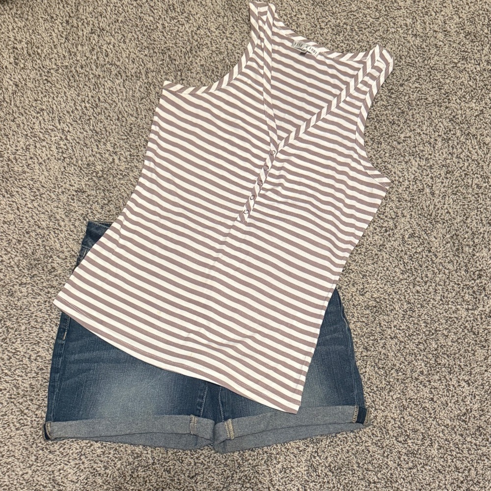 Fitz + Eddie Casual Striped Tank Top in tan